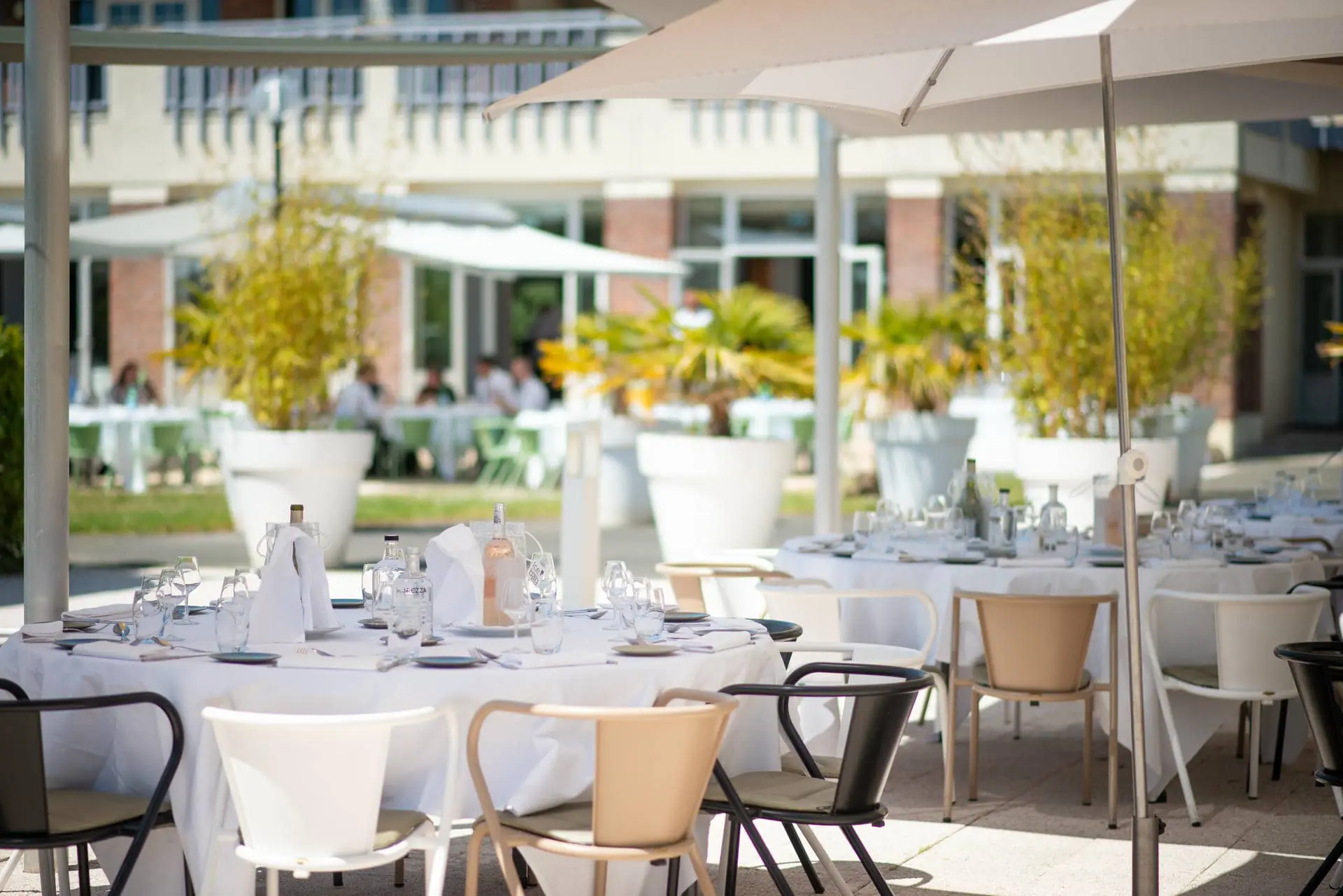 une table sur laquelle se trouve une bouteille de vin rose