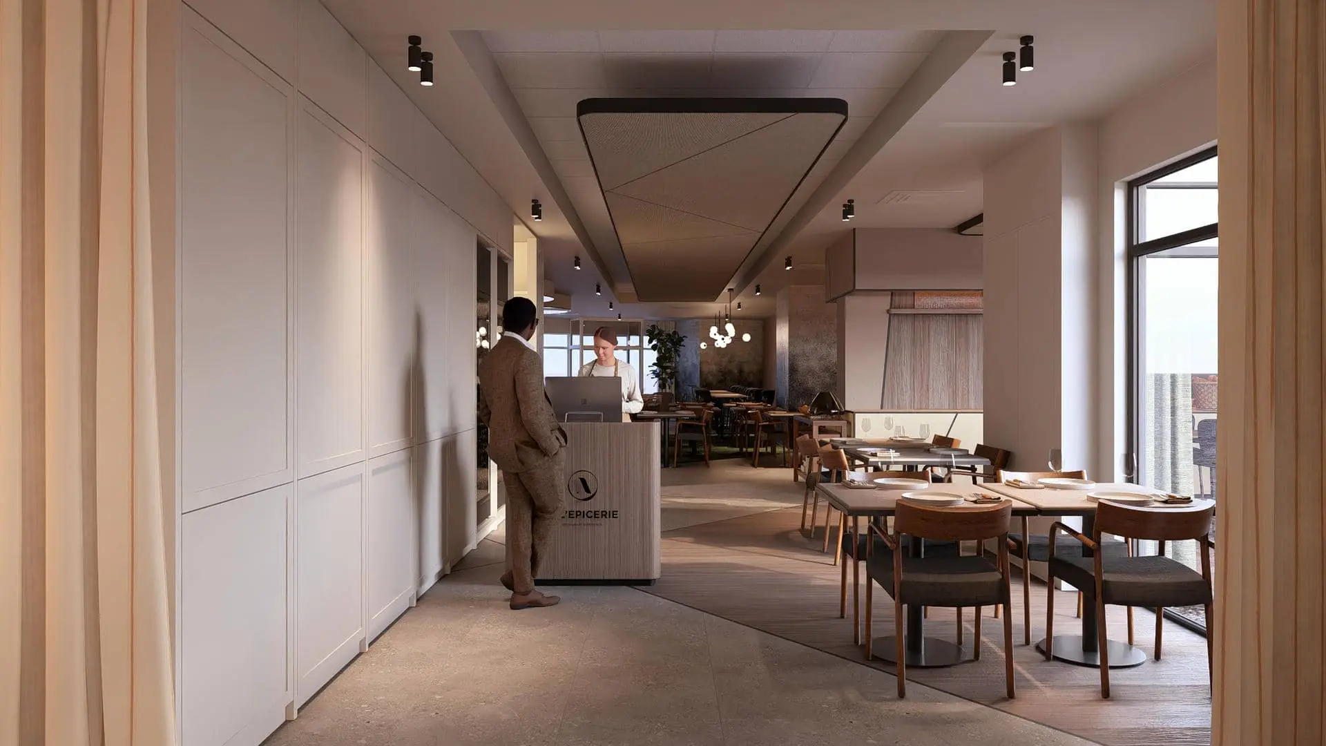 une impression d'artiste de l'intérieur d'un restaurant