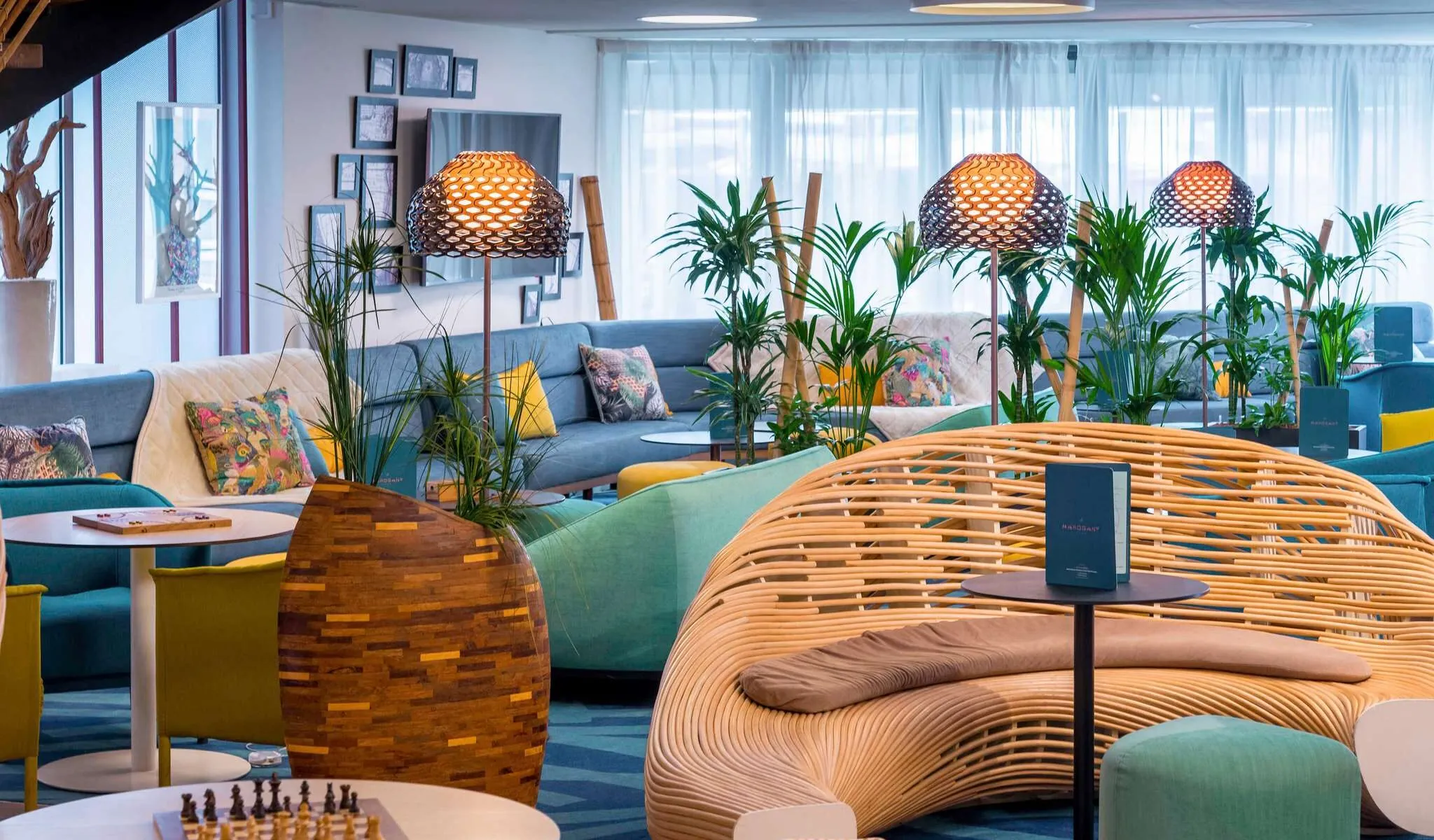 a chess board sits on a table in a living room