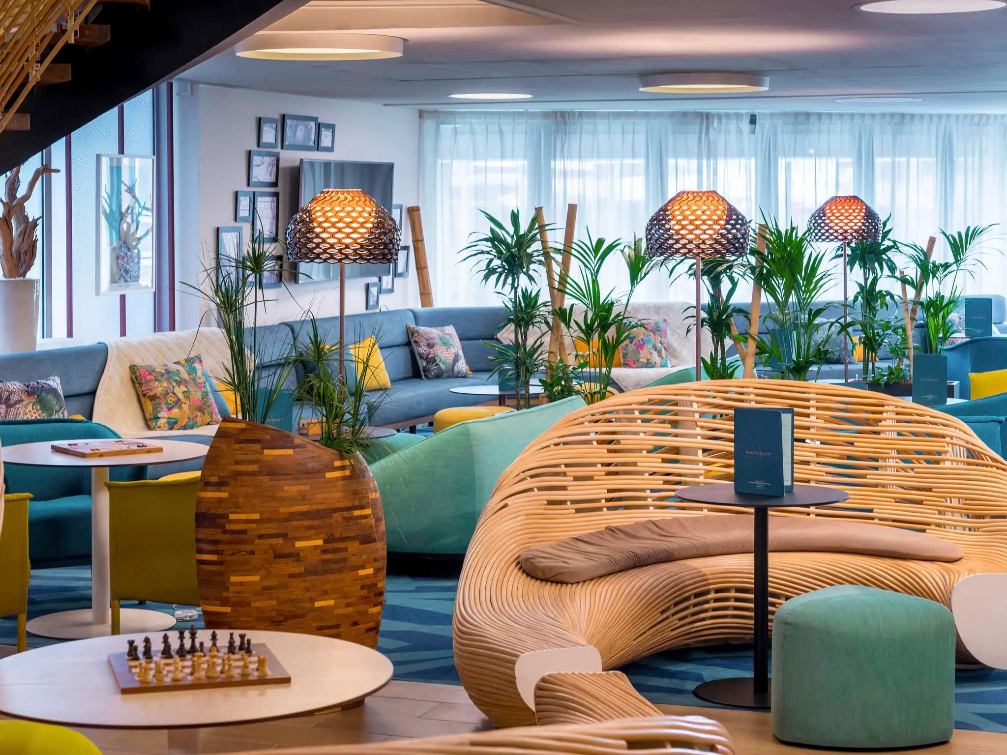 a chess board sits on a table in a living room