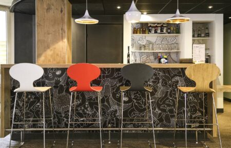 a bar with a sign that says ibis on it