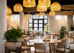 a restaurant with a lot of tables and chairs