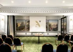 a projector screen with the letter a on it