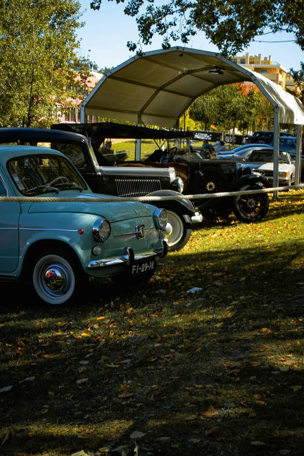 une voiture dont la plaque d'immatriculation porte la mention fi-22-16